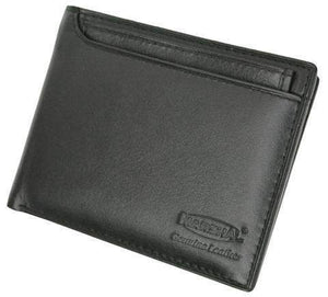 New Genuine Leather Removable Card ID Window Compact Multi-Card Wallet with Logo 600534-BK-LOGO-menswallet