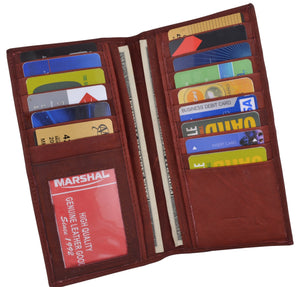 New Men's Leather Long Wallet Pockets ID Card Clutch Bifold Purse Marshal-menswallet