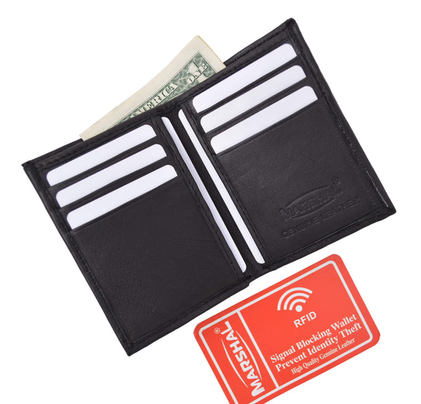 New-RFID-Blocking-Slim-Thin-Mens-Bifold-Soft-Genuine-Leather-ID-Wallet ...