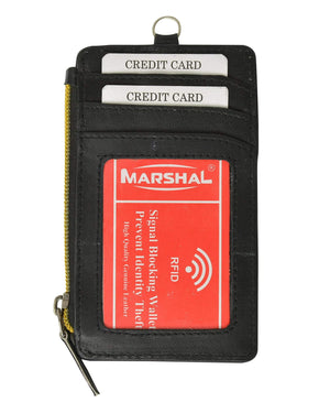 New RFID Premium Leather ID Window Credit Cards Zipper Neck Wallet RFID P 861 (C)-menswallet