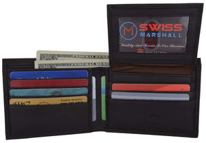New Swiss Marshall Premium Leather Bifold Men's RFID Blocking Removable Credit Card ID Holder Wallet-menswallet