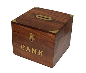 OM SHRI OM Handmade Wood Money Coin Bank, Safe Piggy Bank, Coin Bank for Kids & Adults-menswallet