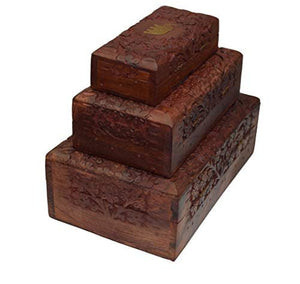OM SHRI OM Set of 3 PCS Handmade Jewerly Box Organizer Decorative Table Piece from India-menswallet