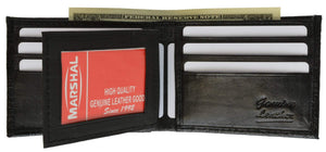 Ostrich Print Cowhide Leather Bifold Wallet with Center ID window & Credit Card Slots 71152 OS-menswallet