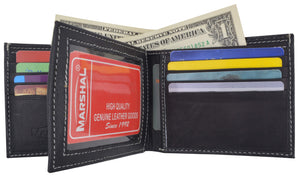 Premium Soft Leather Center Flap ID Card Holder Bifold Wallet 960052-menswallet