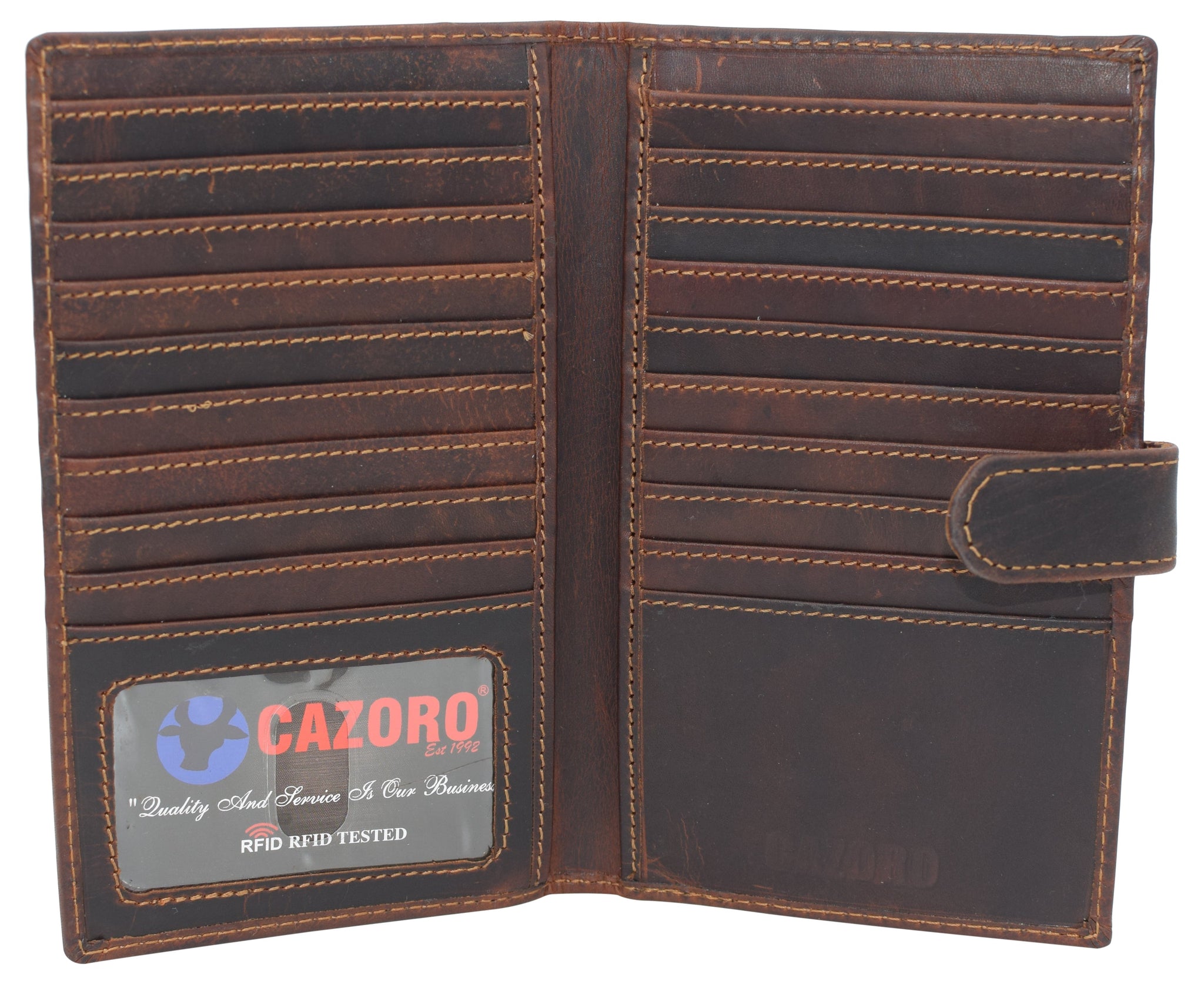 RFID Blocking Bifold Premium Vintage Leather Credit Card ID Holder Long Wallet with Snap Closure RFID Blocking Bifold Premium Vintage Leather Credit Card ID Holder Long Wallet with Snap Closure