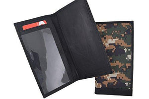 RFID Blocking Brand New Hand Crafted Army Camo Genuine Soft Leather Checkbook Cover simple-156-menswallet