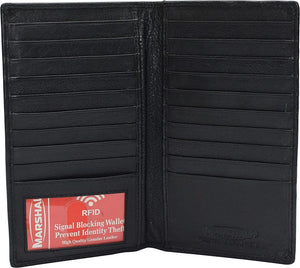 RFID Blocking Cowhide Leather Men's Long ID Credit Card Security Wallet-menswallet