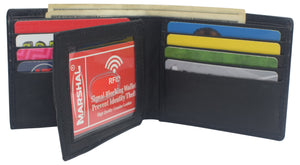 RFID Blocking Genuine Leather Wallet Extra Capacity Bifold Wallets for Men-menswallet