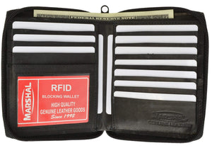 RFID Blocking Mens Leather Zippered Wallet RFID 702 (C)-menswallet