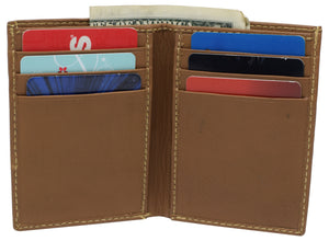 RFID Blocking Mens Slim Bifold Wallet Genuine Leather Front Pocket Multi Card Holder Tan-menswallet