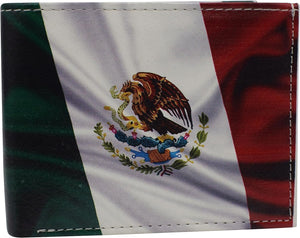 RFID Blocking Printed Mexican Flag Bifold Genuine Leather Mexico Wallet with Gift box for men-menswallet