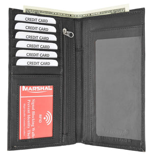 RFID Blocking Soft Leather Sim Checkbook Organizer ID Credit Card Holder Wallet RFID P 853 (C)-menswallet