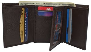 RFID Blocking Trifold Wallets for Men Genuine Leather Extra Capacity Middle Flap ID Tri-fold Men's Wallet-menswallet