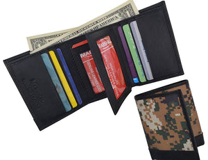 RFID Camouflage Blocking Men's Leather Camo Classic Trifold ID Card Holder Wallet-menswallet