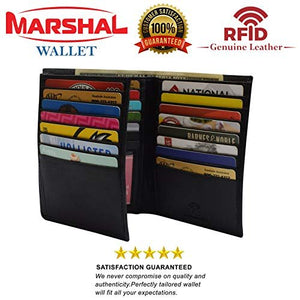 RFID Men's Genuine Leather Wallet, European Style, Large Size, Hipster Bifold Style, Black-menswallet