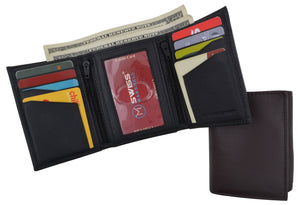 RFID Tested Men's Credit Card ID Holder Trifold Premium Leather Wallet-menswallet