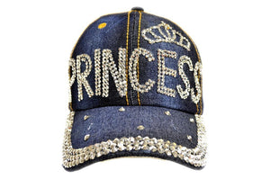 Rhinestone Jeweled Princess Logo And Crown Design Adjustable Cap-menswallet