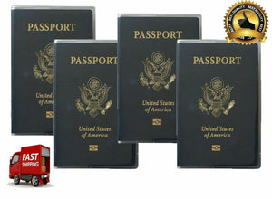 Set of 4 Heavy Duty Clear Vinyl Plastic Passport Cover Holder Travel Family Pack-menswallet