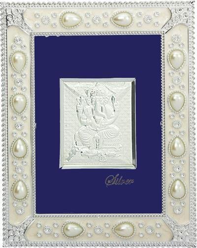 Silver Picture in important Frames Ganesh ji 12"x10"-menswallet