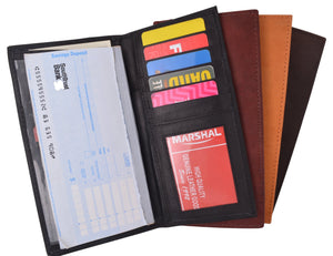 Slim Leather Checkbook Cover with Credit Card Slots and Pen Holder-menswallet
