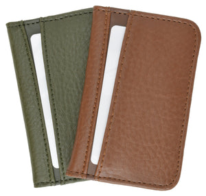 Slim Men's Genuine Leather Small Credit Card Holder Green Tan-menswallet