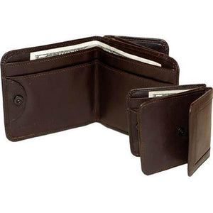 Small Leather Bifold Wallet Exterior Pocket with Snap Close Enclosure T 519-menswallet