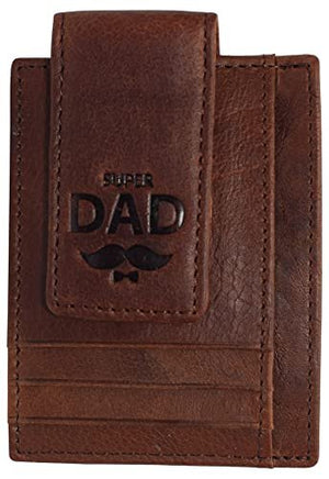 Super Dad Magnetic Money Clip Leather Front Pocket Wallet Strong Magnet-menswallet