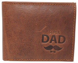 Super Dad RFID Blocking Real Leather Bifold Classic Wallet for Men-menswallet