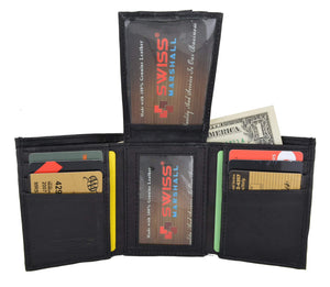 Swiss Marshal Men's Premium Leather Trifold Center Flap Up ID Credit Card Holder Wallet SW-P1755-menswallet