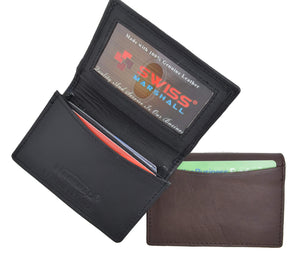 Swiss Marshal RFID Blocking Soft Genuine Leather Expandable Credit Card Outside ID Business Card Holder Wallet SW-RFID-P70-menswallet