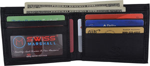 Swiss Marshall Men's Slim Bifold RFID Blocking Premium Genuine Leather Credit Card ID Wallet-menswallet