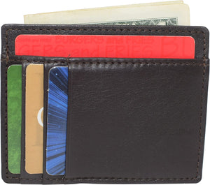 Swiss Marshall RFID Blocking Front Pocket Leather Slim Credit Card Case Holder Wallet-menswallet