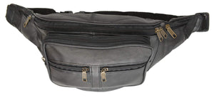 Top Grain Black Genuine Leather Waist Bag/Fanny Pack/ Waist Hip Purse 524 (C)-menswallet