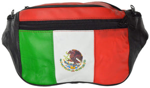 Top Grain Genuine leather Mexican Flag Waist Bag/Fanny Pack/ Waist Hip Purse 965 (C)-menswallet