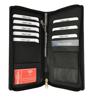 Travel Document Organizer - RFID Passport Wallet Case Family Holder Id Wristlet-menswallet