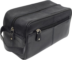Travel Toiletry Bag Genuine Leather Dopp Kit Travel Organizer For Men Women (Large)-menswallet