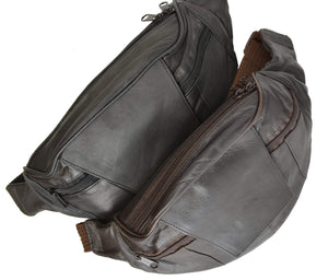 Unisex Genuine Leather Fanny Pack Waist Pouch Belt Bag Purse Hip Pouch Travel-menswallet