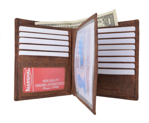 Vintage Genuine Leather RFID Blocking Bifold Hipter Multi Card ID Holder Men's Wallet RFID5502HTC-menswallet