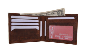 Vintage RFID Blocking Men's Genuine Leather Slim Bifold Wallet RFID60HTC-menswallet