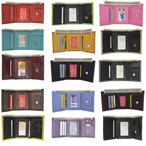 Wholesale Kids Genuine Leather Trifold Wallets Assorted Colors-menswallet