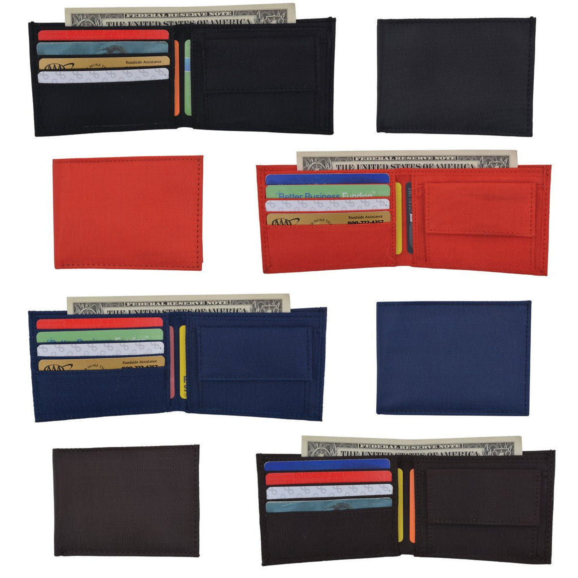 Wholesale Price Slim Nylon Boys Bifold Wallet with Coin Pouch Assorted Colors-menswallet