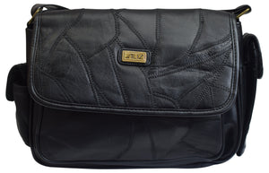 Women's Black Leather Fashion Design Shoulder Bag Purse for Ladies-menswallet