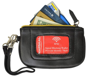 Women's Premium Leather RFID Blocking Safe Zip ID Pouch RFID P 1110 (C)-menswallet