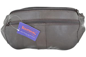 Genuine Leather Belt Bag Slim Fanny Pack Hip Pouch with Zippered Compartments 003 (C)-menswallet