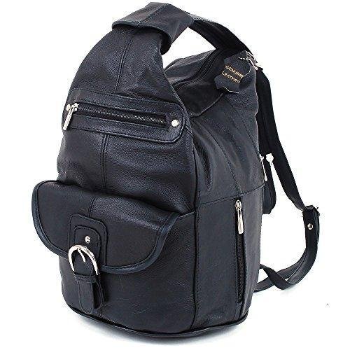 Womens Leather Convertible 7 Pocket Medium Size Tear Drop Sling Backpack Purse Shoulder Bag - wallets for men's at mens wallet
