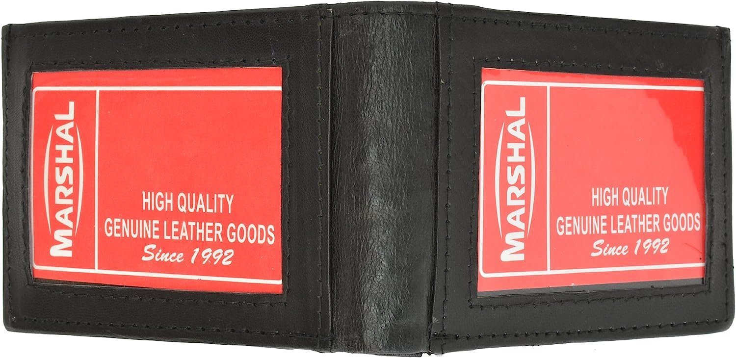 Marshal Center Flap 100% Lambskin Soft Leather ID Credit Card Bifold Wallet