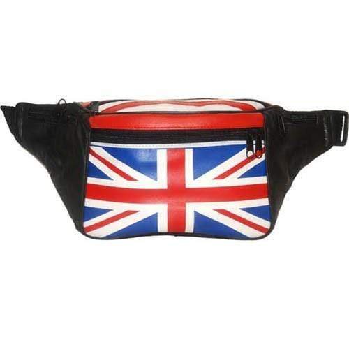 Genuine Leather Britain UK Flag Waist Pouch, Fanny Pack, Unisex Design 966 (C) - wallets for men's at mens wallet