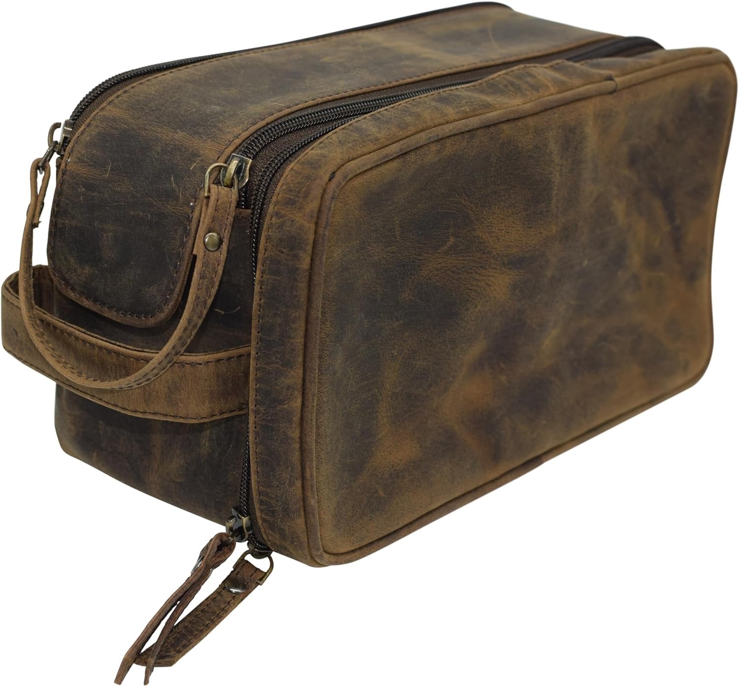 genuine buffalo leather unisex toiletry bag travel dopp kit Genuine Buffalo Leather Toiletry Bag : Vintage Travel Shaving & Dopp Kit