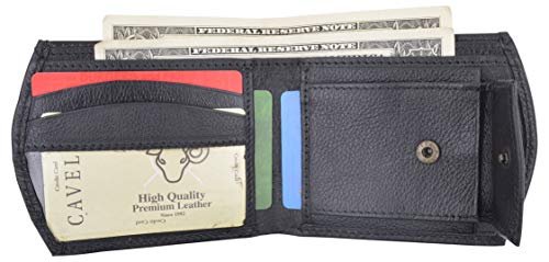 Men's Premium Leather Credit Card ID Holder Bifold Wallet with Coin Pocket - wallets for men's at mens wallet